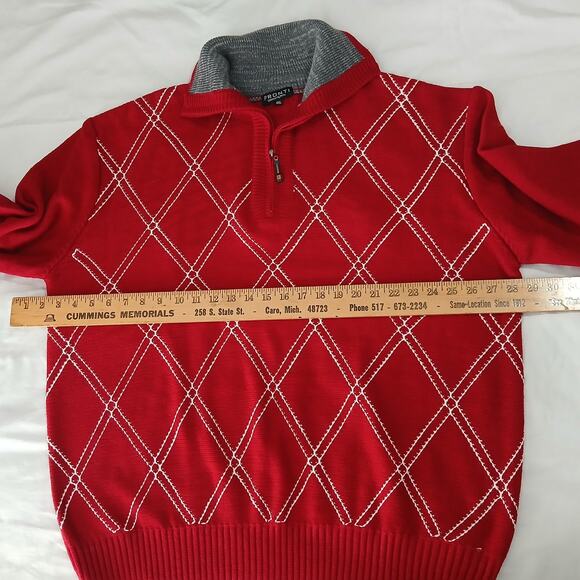 Pronti Collection by PHITA Men's 4XL Red Argyle 1/4-Zip Neck Big & Tall - Picture 11 of 15